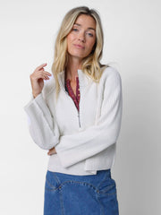 Softest Ribbed Quarter Zip Pullover - Ivory