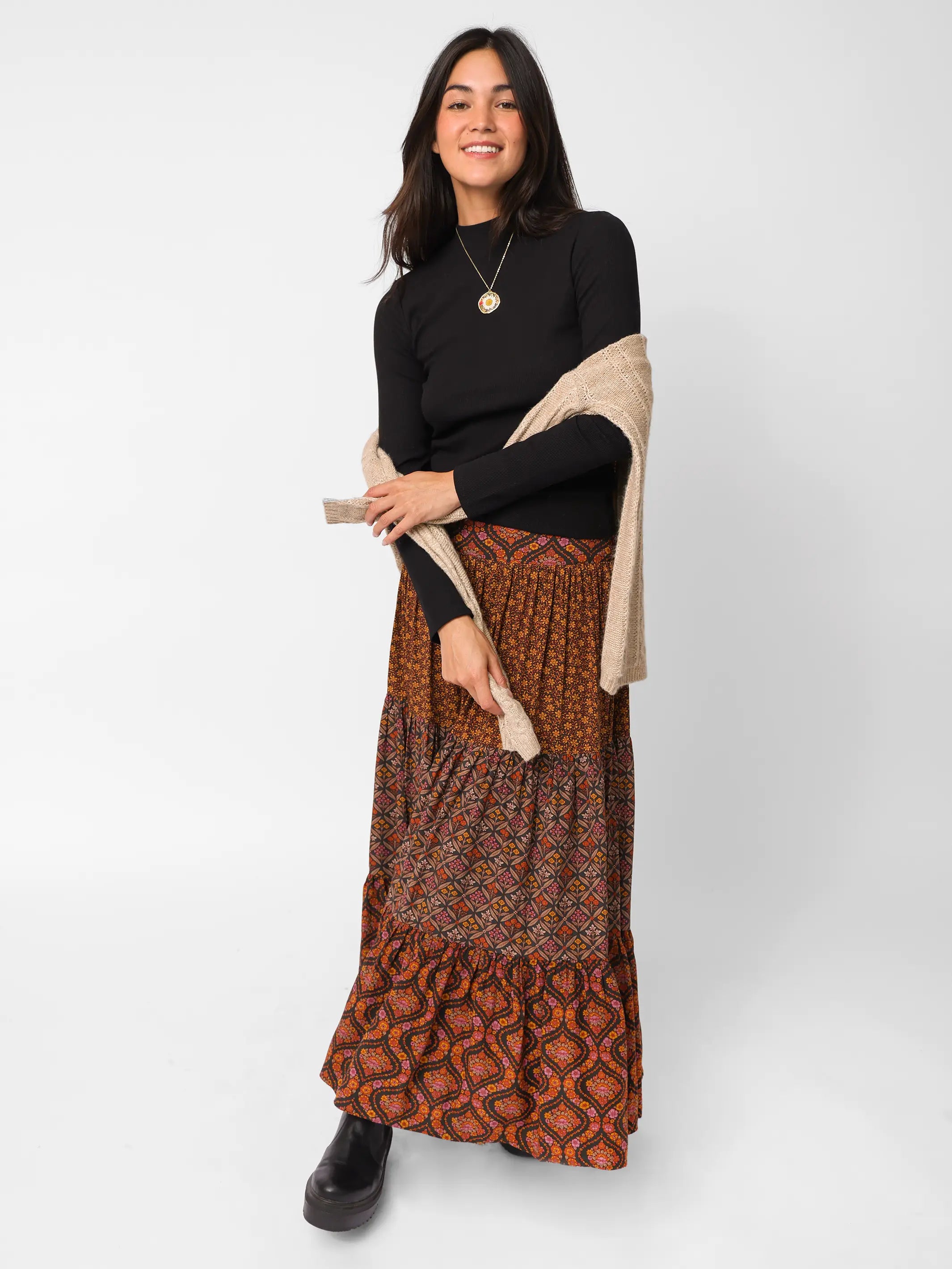 Audrey Ribbed Mock Neck Top - Black