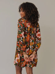 April Mini Dress - Orange Floral