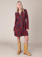 Christa Knit Cotton Mini Dress - Drawn Garden Charcoal