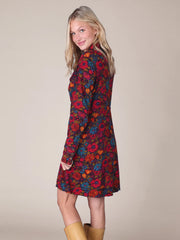 Christa Knit Cotton Mini Dress - Drawn Garden Charcoal