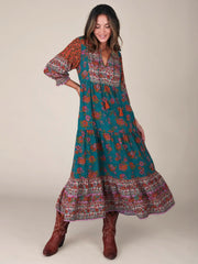 Nova Maxi Dress - Teal Riviera Floral