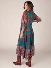 Nova Maxi Dress - Teal Riviera Floral