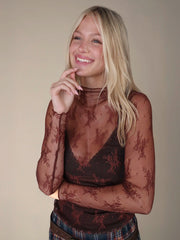 Maria Lace Layering Top - Brown