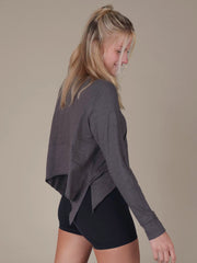 Too Perfect Long Sleeve Cotton Tee - Charcoal