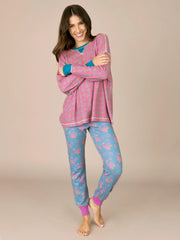 Mix & Match Waffle Long Johns - Turquoise Floral Bouquets