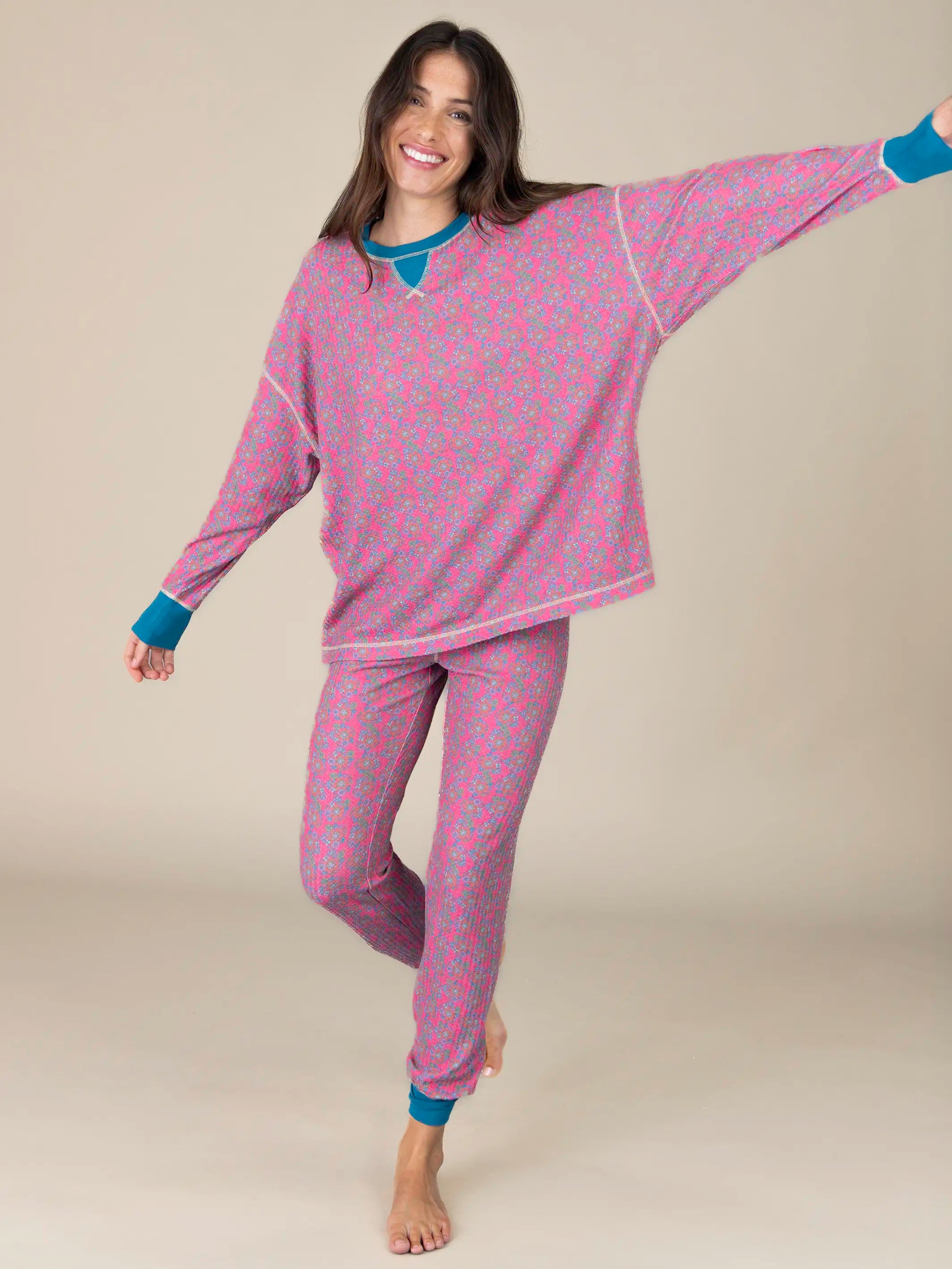 Mix & Match Waffle Long Johns - Pink Floral Bundles