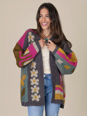 Dreamer Reversible Cardigan Sweater - Daisies