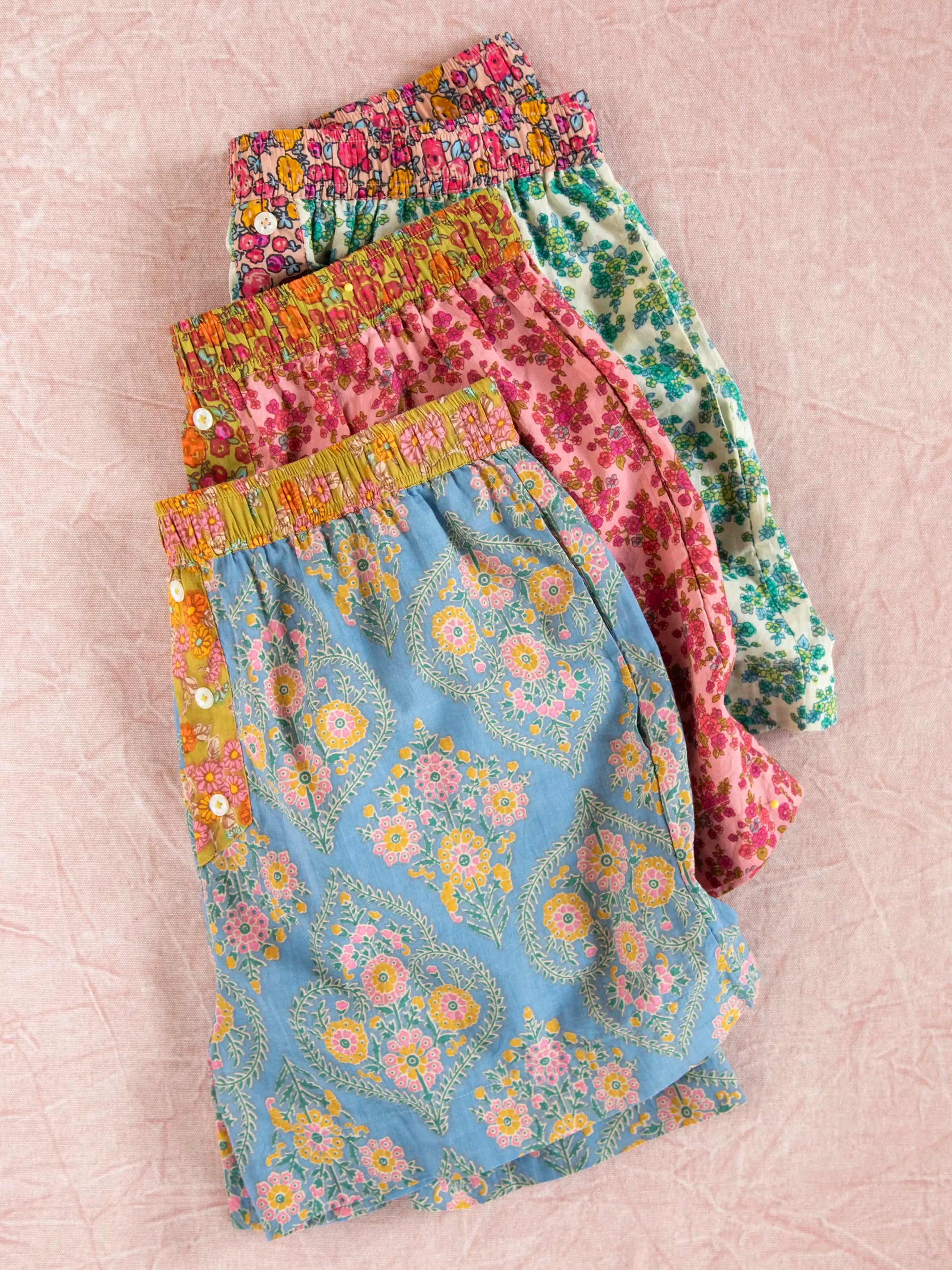 Dream On Cotton Boxer Shorts - Rose Folk Floral