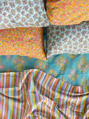 Mix & Match Cotton Pillowcase, Single - Green Retro Calico