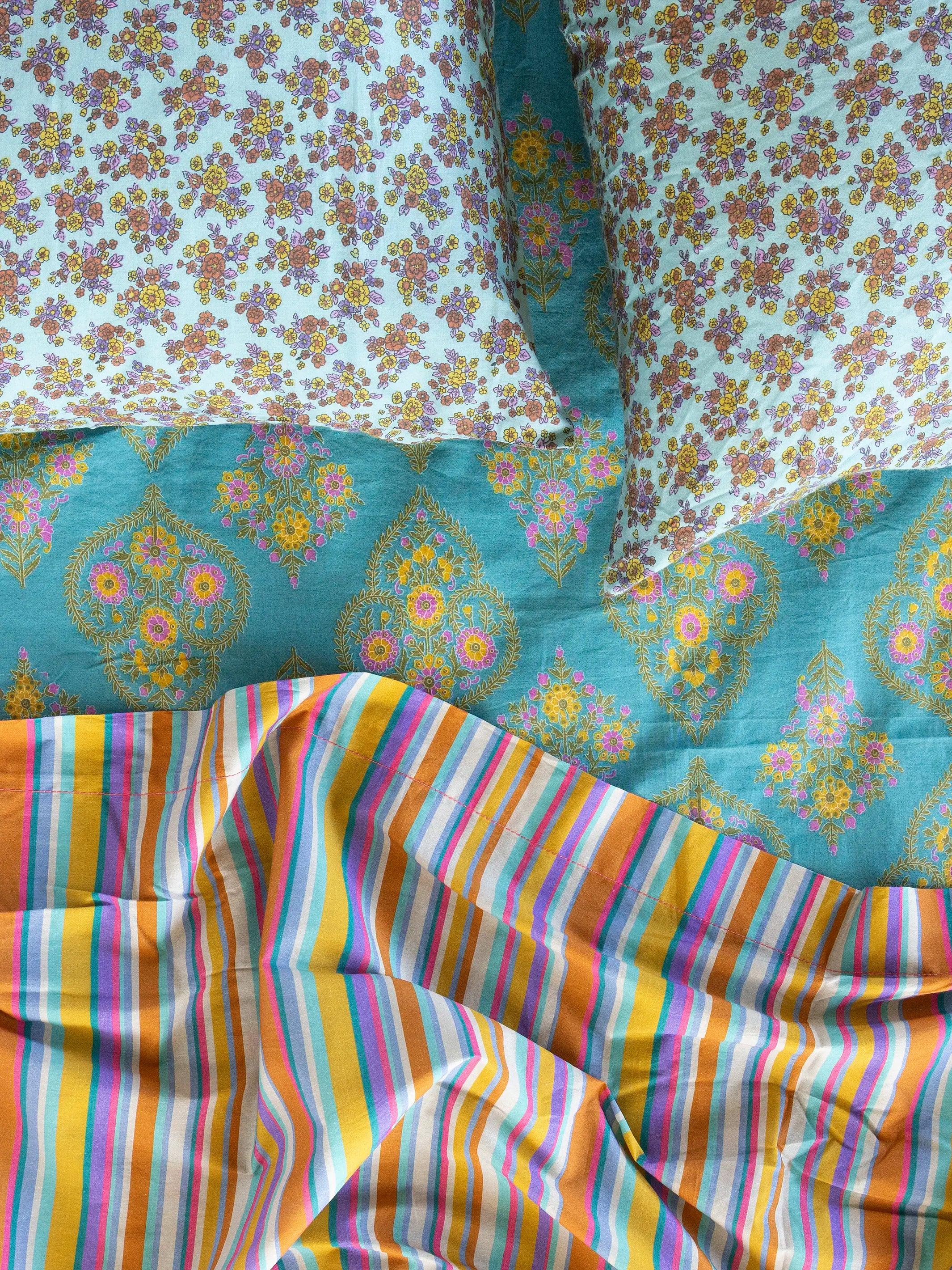 Mix & Match Cotton Fitted Sheet - Teal Willow Medallion