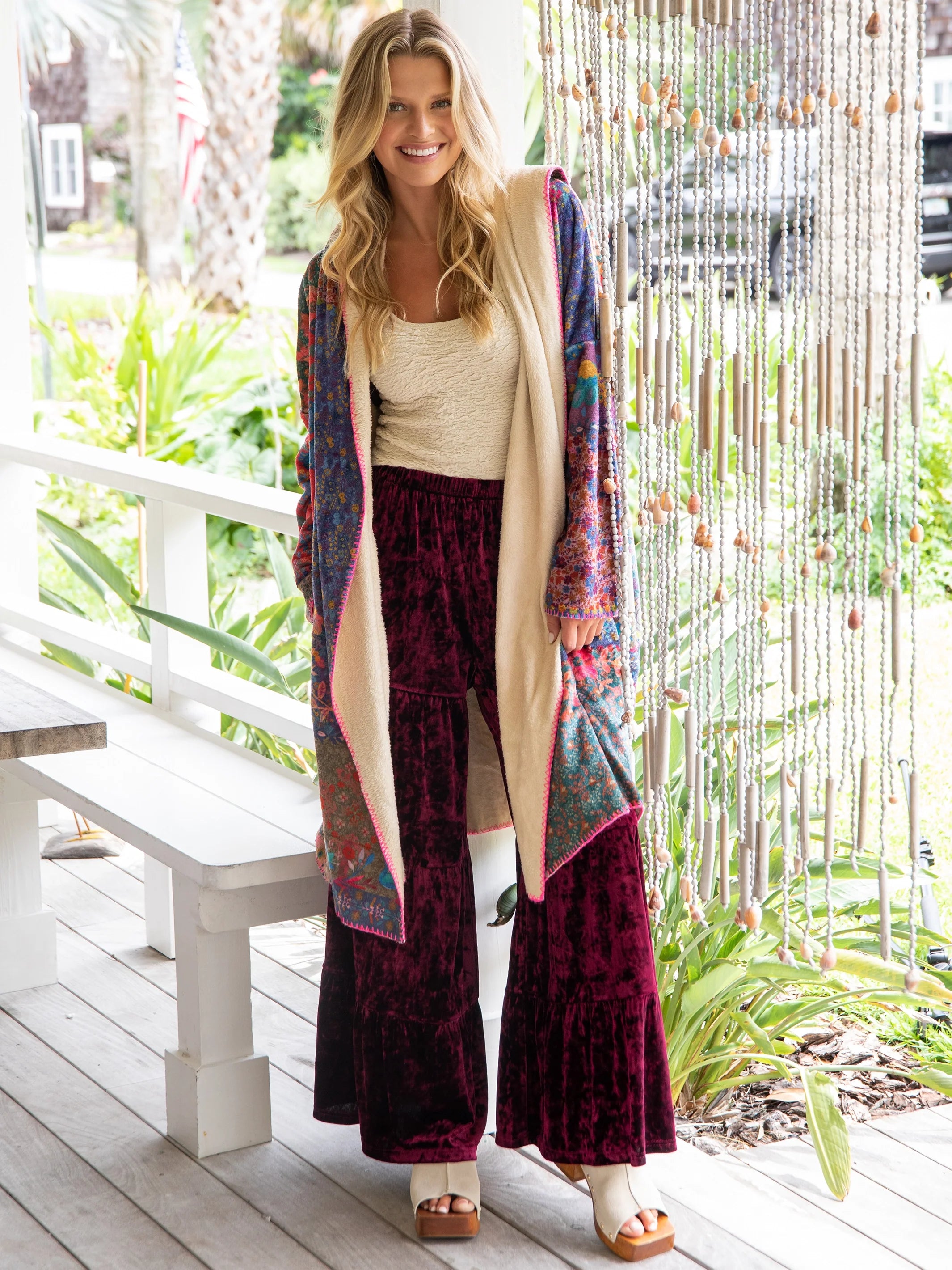Cozy Blanket Kimono - Vintage Patchwork Long Length