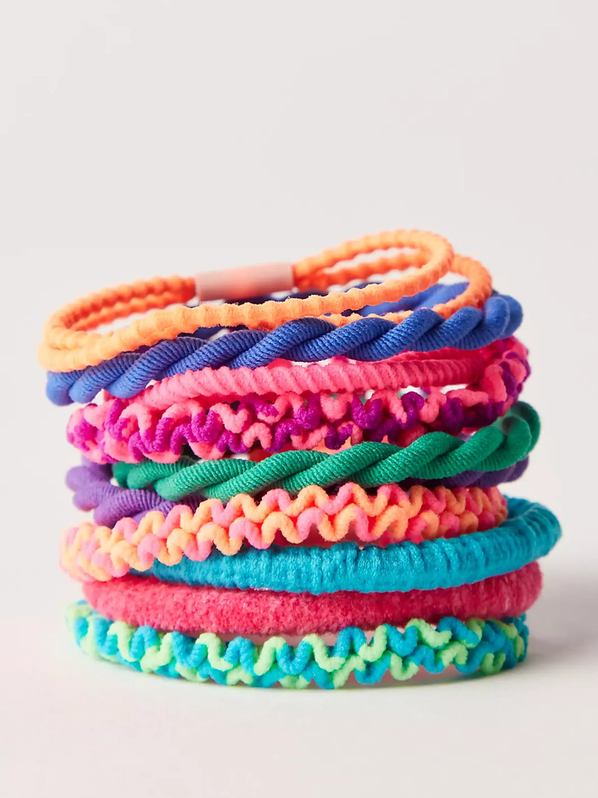 Textured Hair Ties, Set of 10 - Rainbow