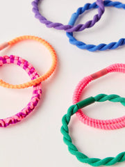 Textured Hair Ties, Set of 10 - Rainbow