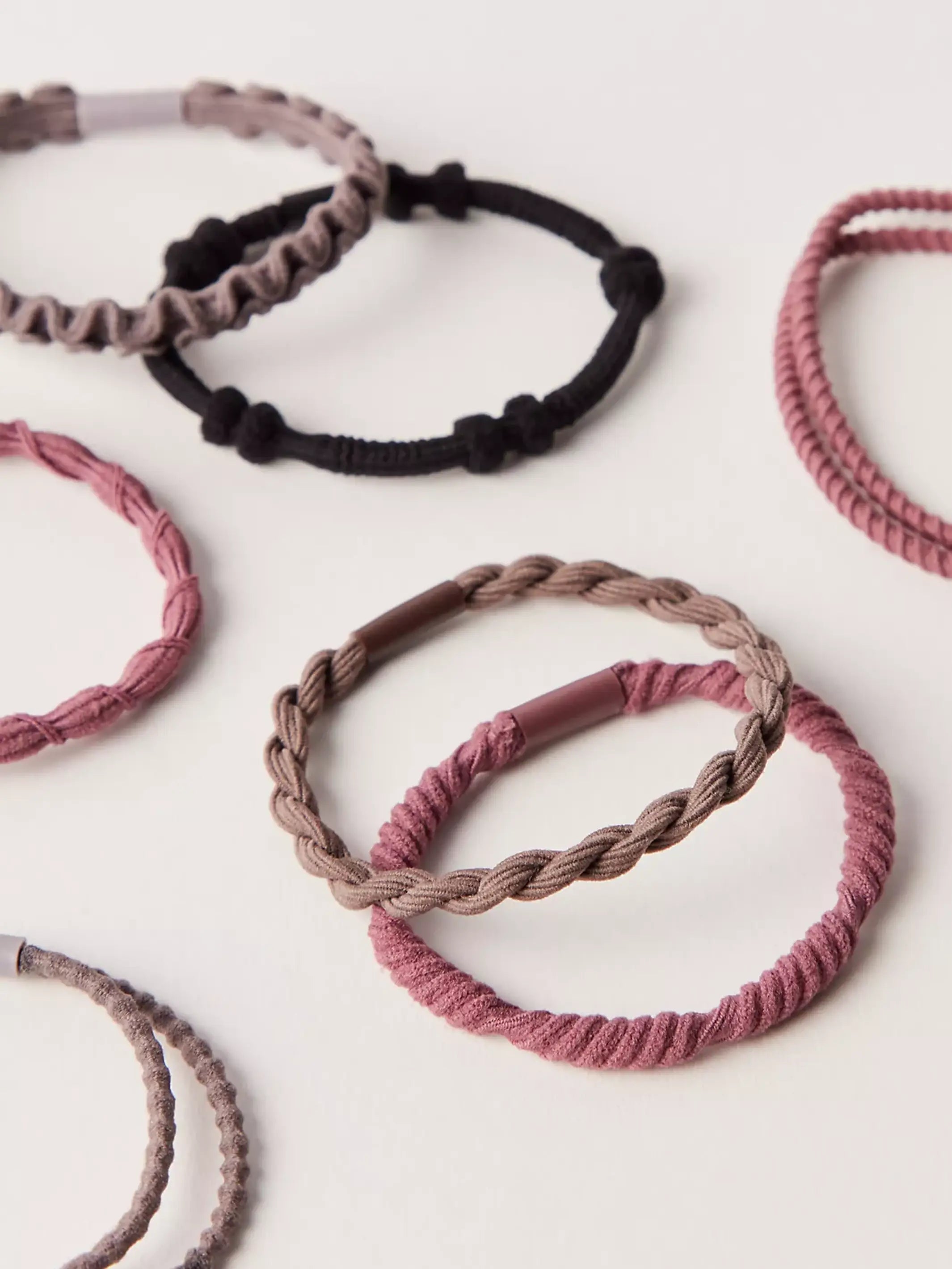 Textured Hair Ties, Set of 10 - Tan