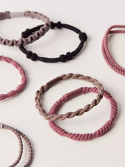 Textured Hair Ties, Set of 10 - Tan