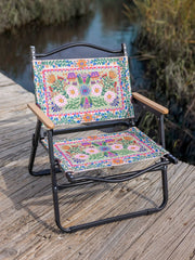 Portable Outdoor Folding Chair - Light Turquoise Flower