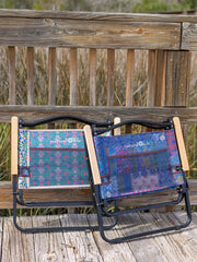 Portable Outdoor Folding Chair - Light Turquoise Flower