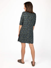All Day "ButterSoft" Mini Tee Dress - Navy Floral Vines