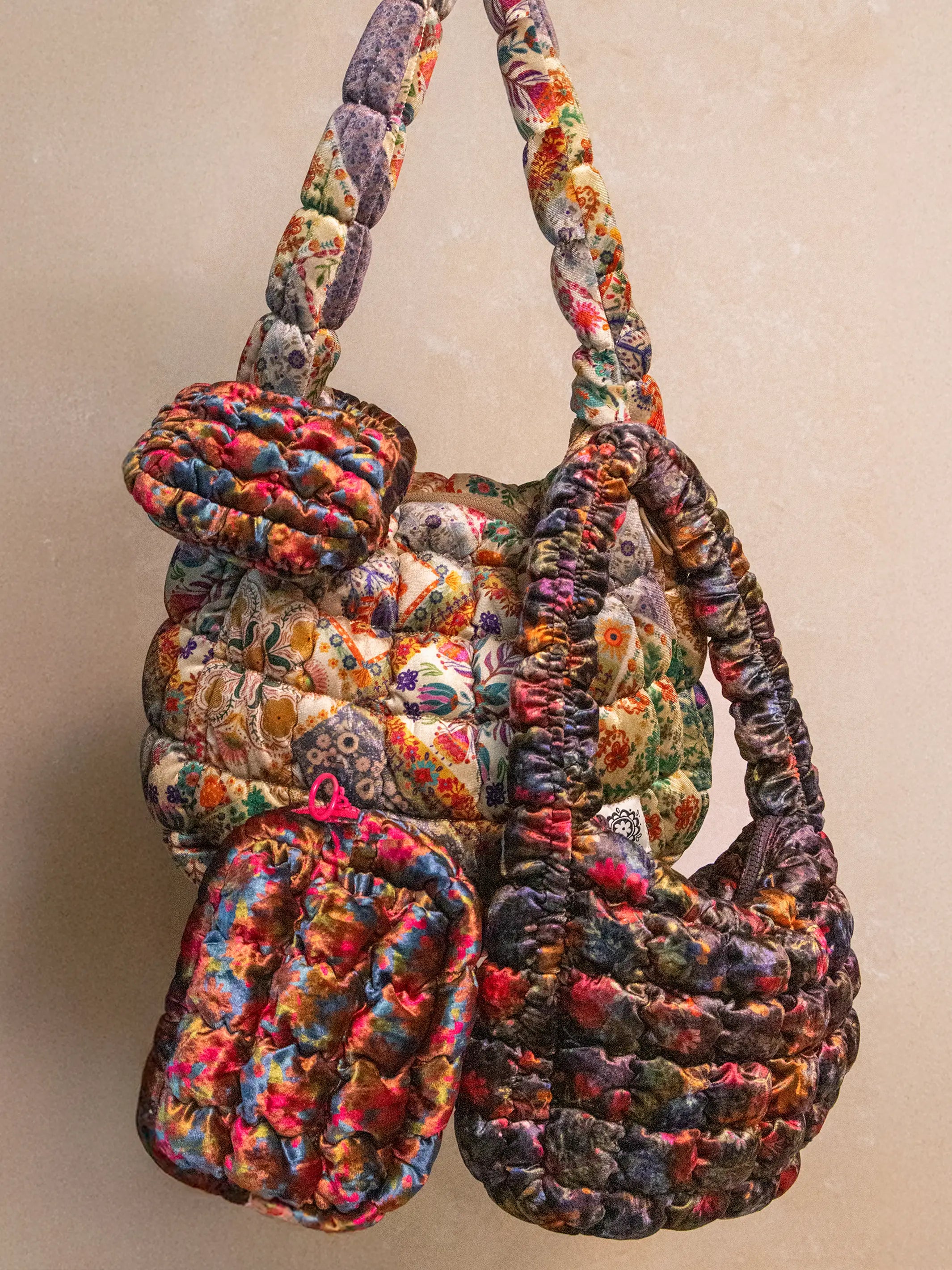 Puffy Velvet Fit-It-All Bag - Large Mandala Folk Patchwork