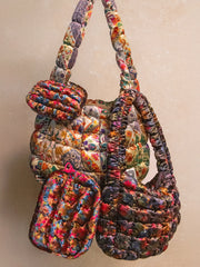 Puffy Velvet Fit-It-All Bag - Large Mandala Folk Patchwork