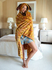 Hooded Sherpa Blanket - Brown Dog