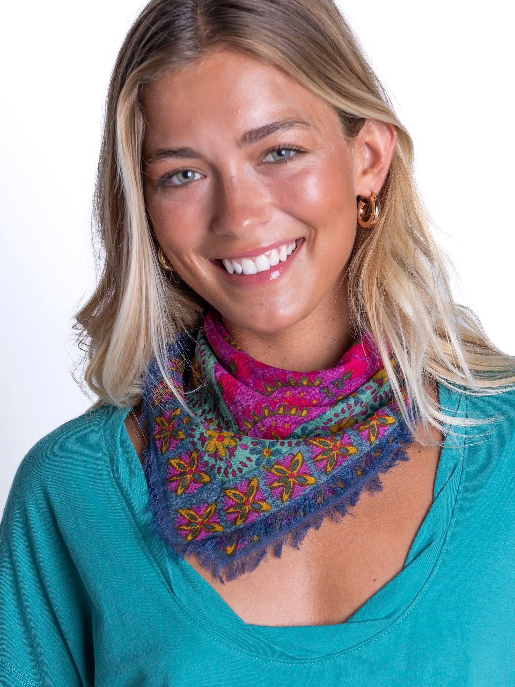 Printed Cotton Bandana - Dark Sea Green