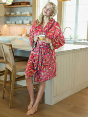 Cozy Blanket Robe - Pink Medallion Mini