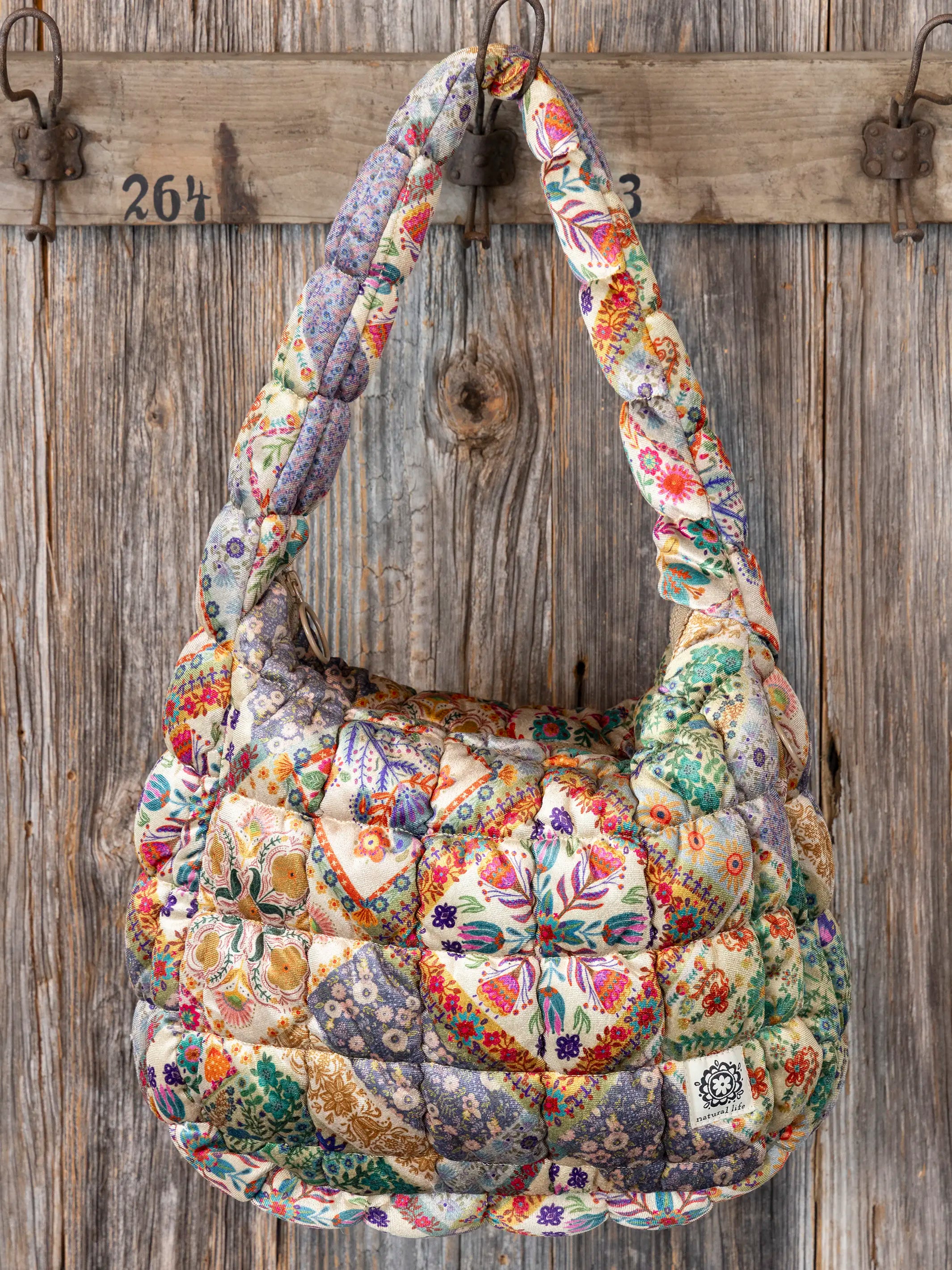 Puffy Velvet Fit-It-All Bag - Large Mandala Folk Patchwork