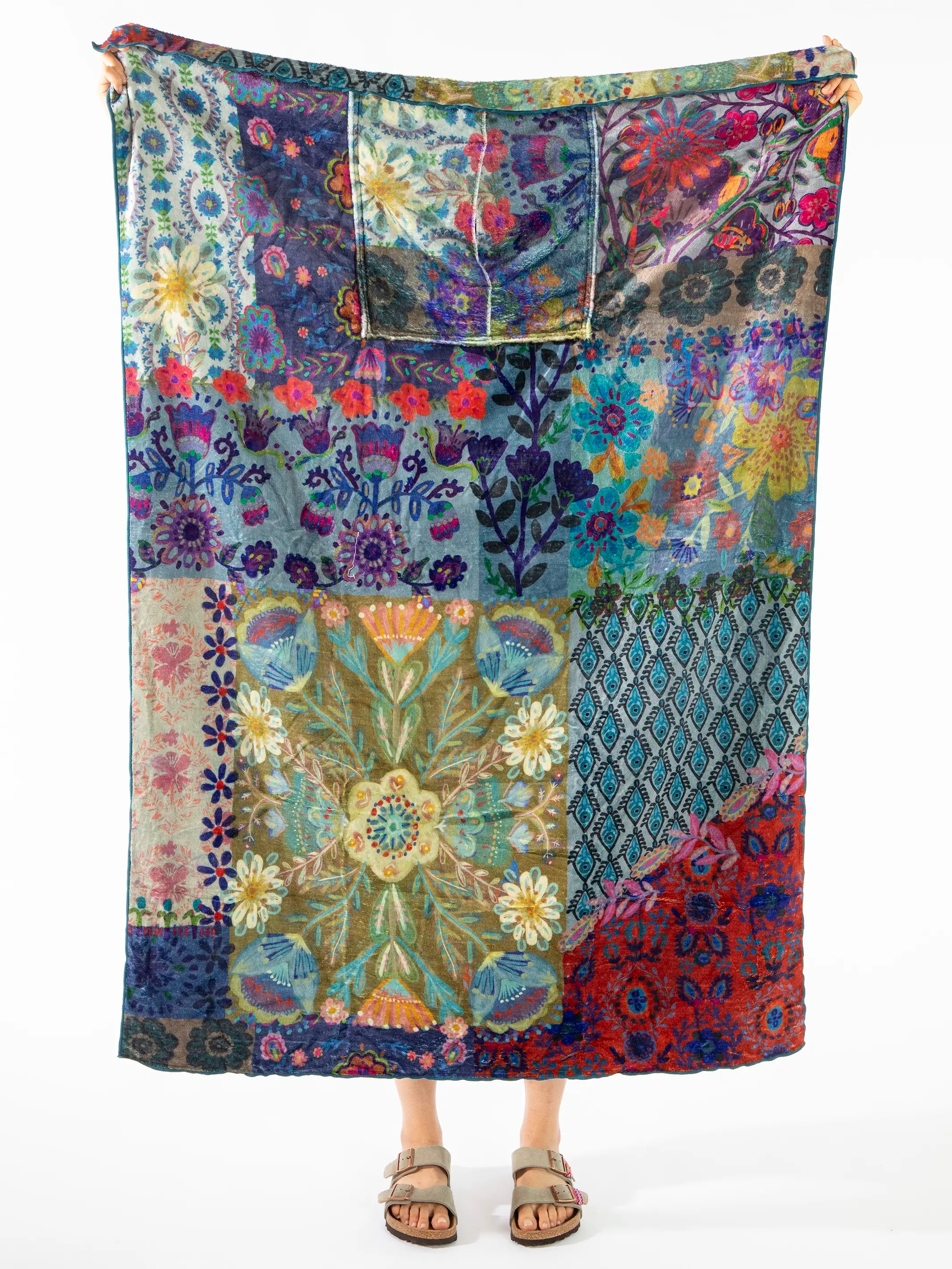 Cozy Car & Travel Blanket - Blue Patchwork