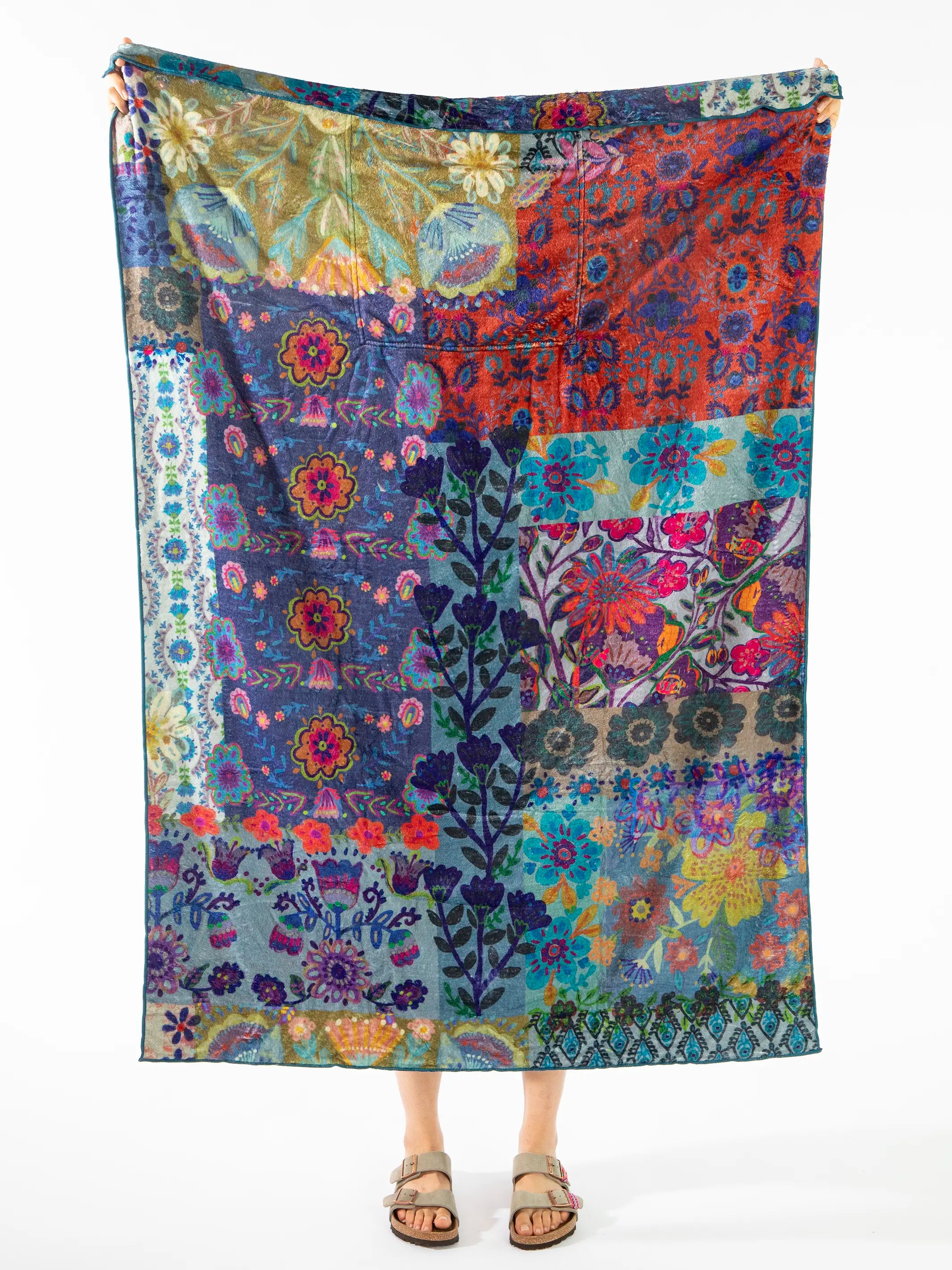 Cozy Car & Travel Blanket - Blue Patchwork