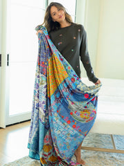 Double-Sided Cozy Throw Blanket - Teal Cat