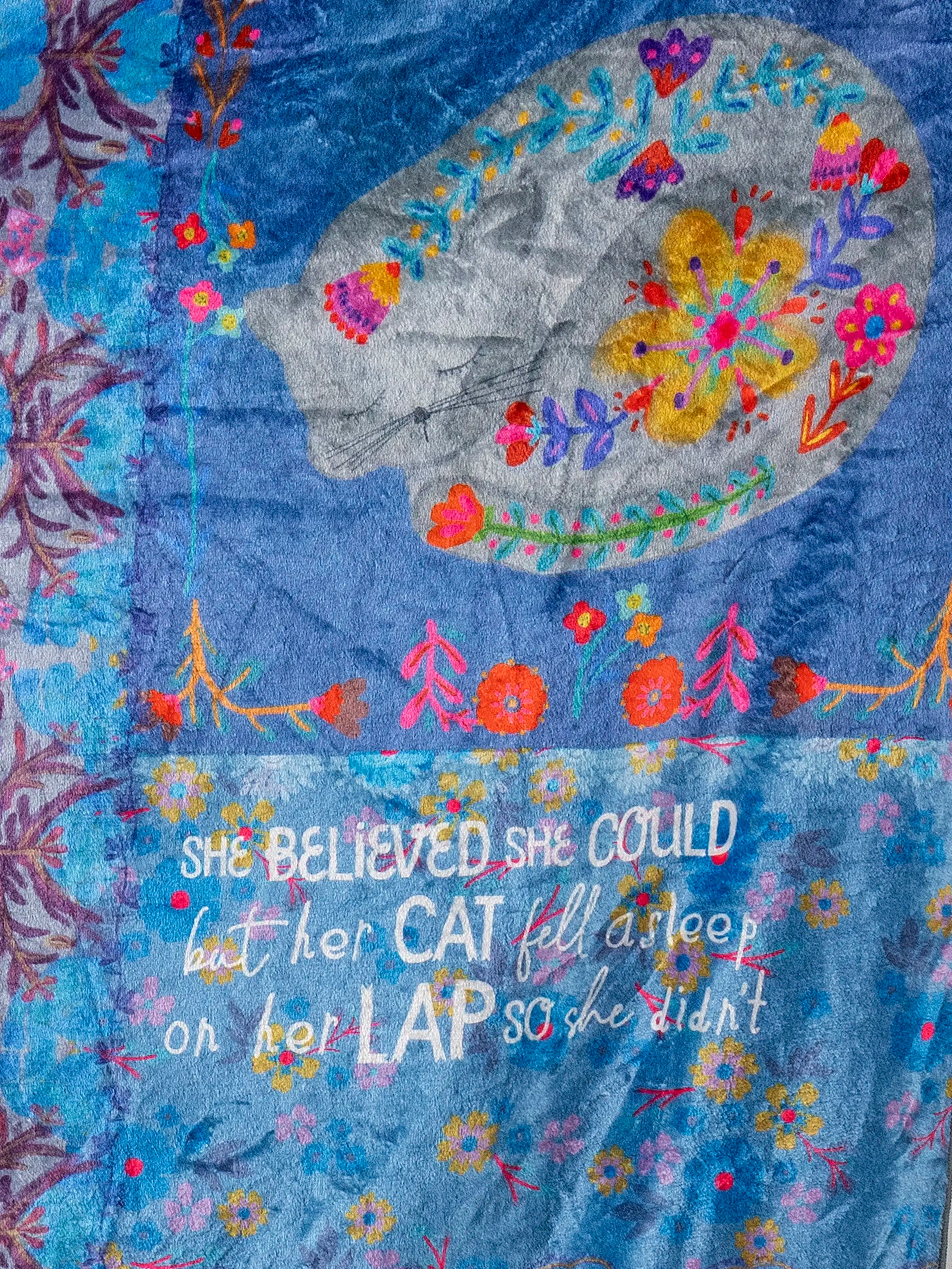 Double-Sided Cozy Throw Blanket - Teal Cat