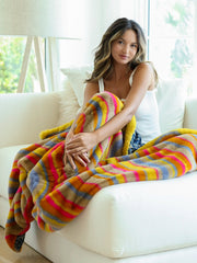 Cozy Luxe Faux Fur Blanket - Mustard Groove