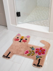 Tufted Cotton Bath Mat - Dusty Rose Cat