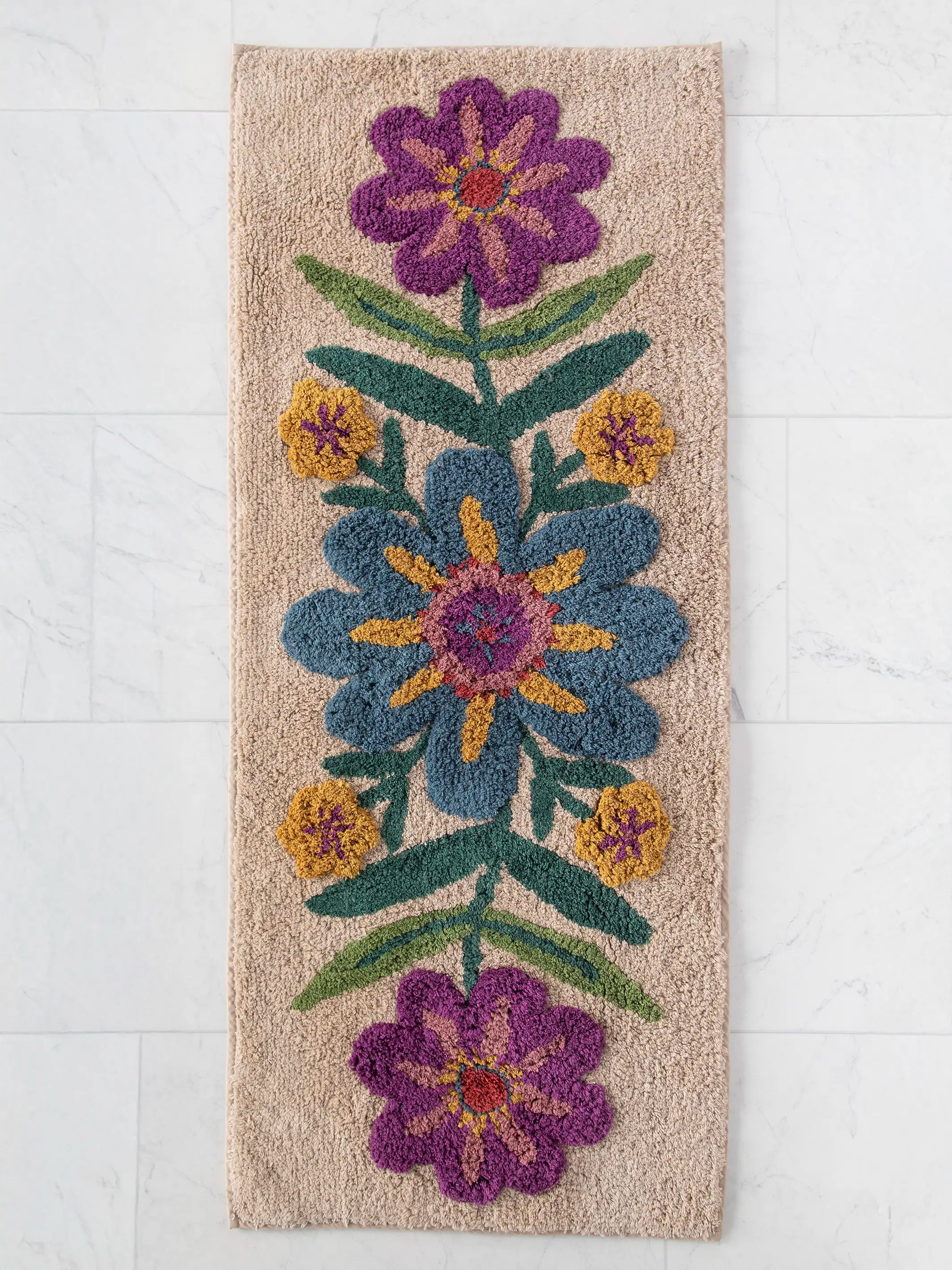 Tufted Runner Bath Mat - Taupe Flower
