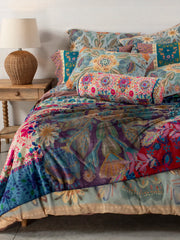 Double-Sided Cozy Bed Blanket - Blue Patchwork