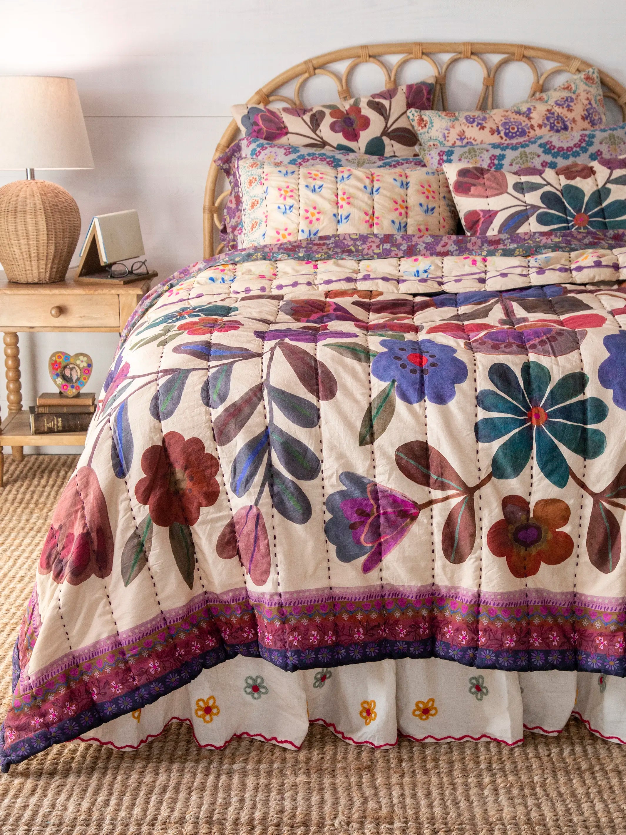 Bungalow Reversible Cotton Shams, Set of 2 - Jewel Garden