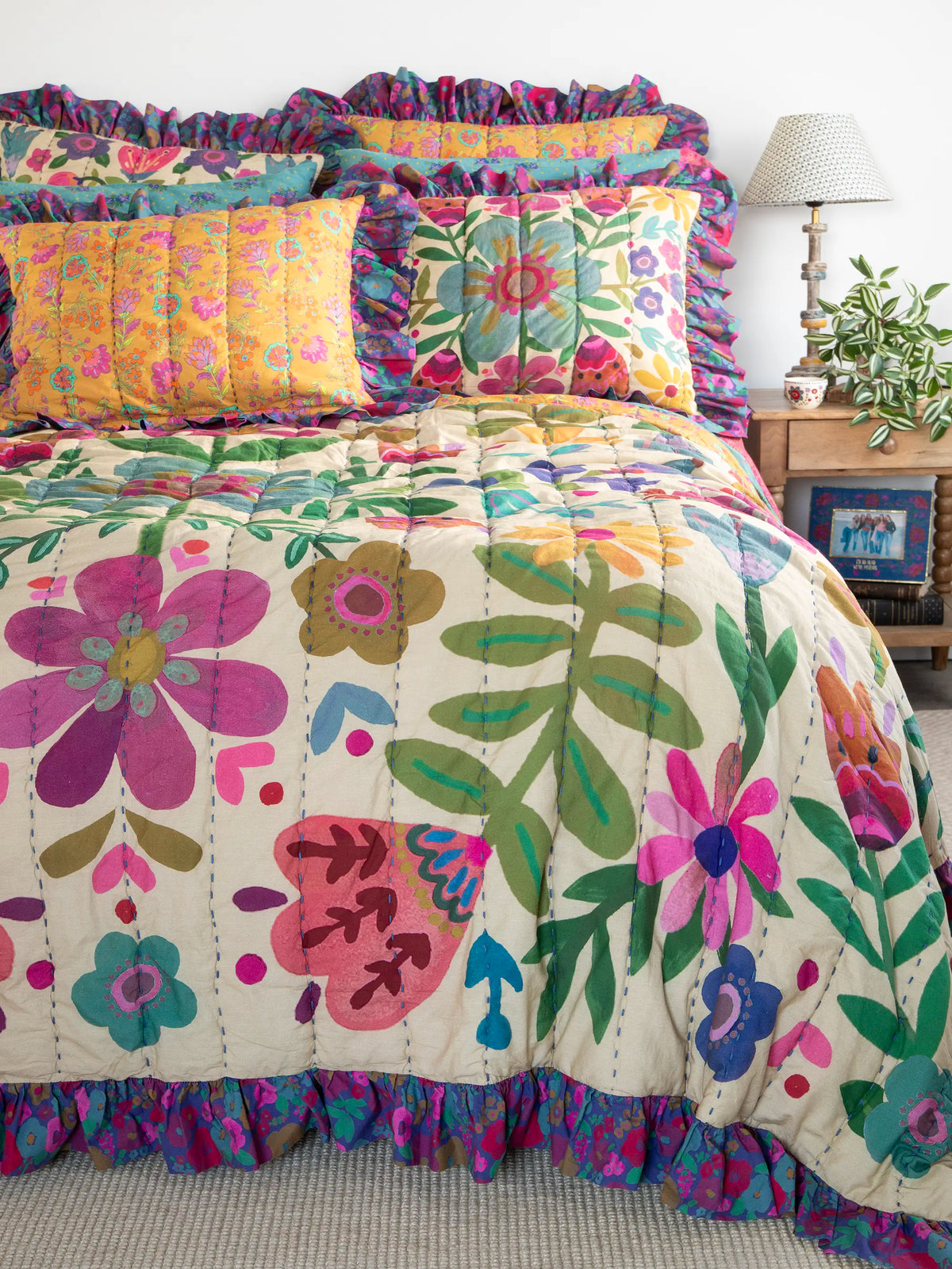 Bungalow Reversible Cotton Quilt - Boho Floral
