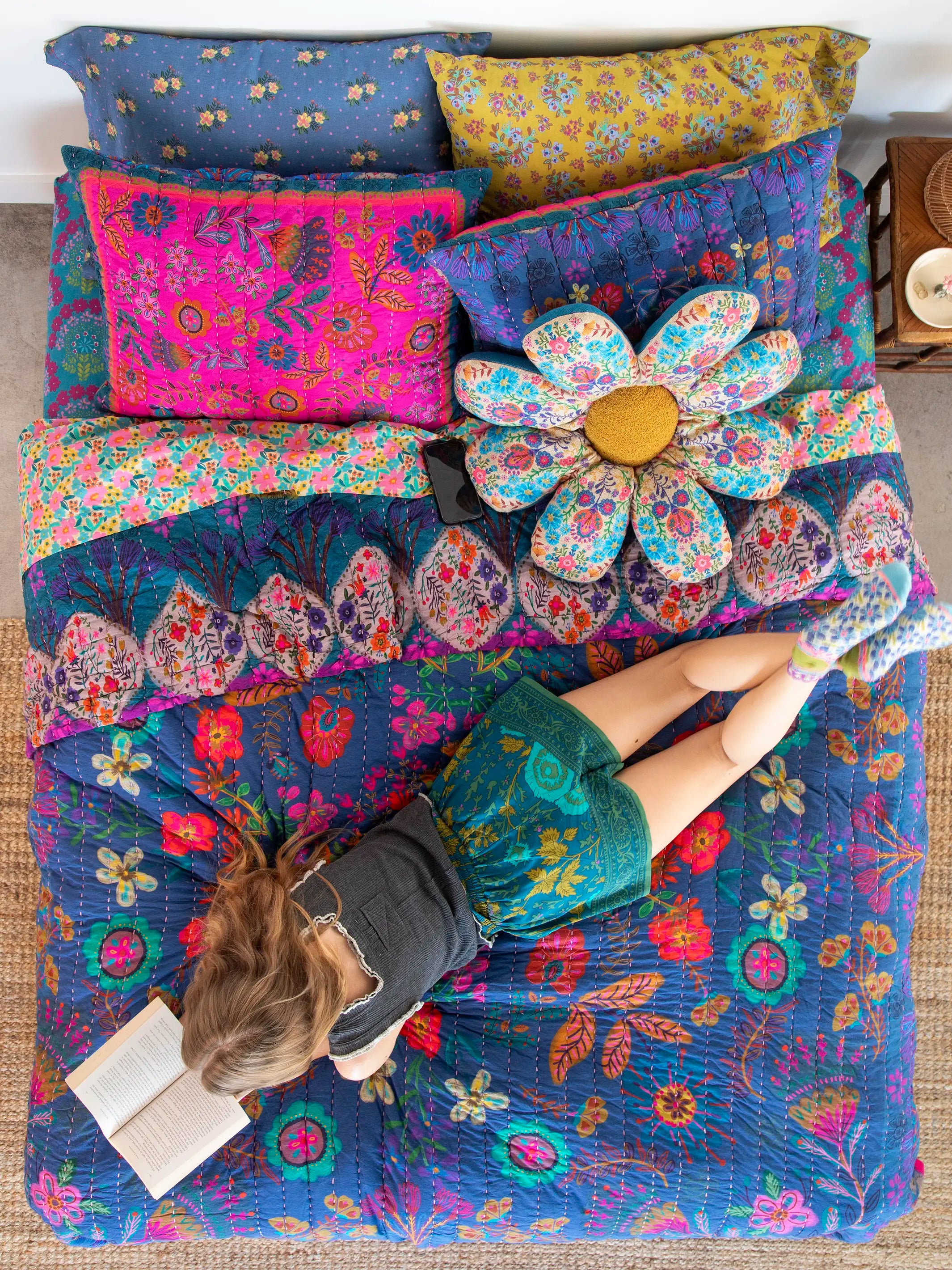 Bungalow Reversible Cotton Quilt - Magic Folk Garden