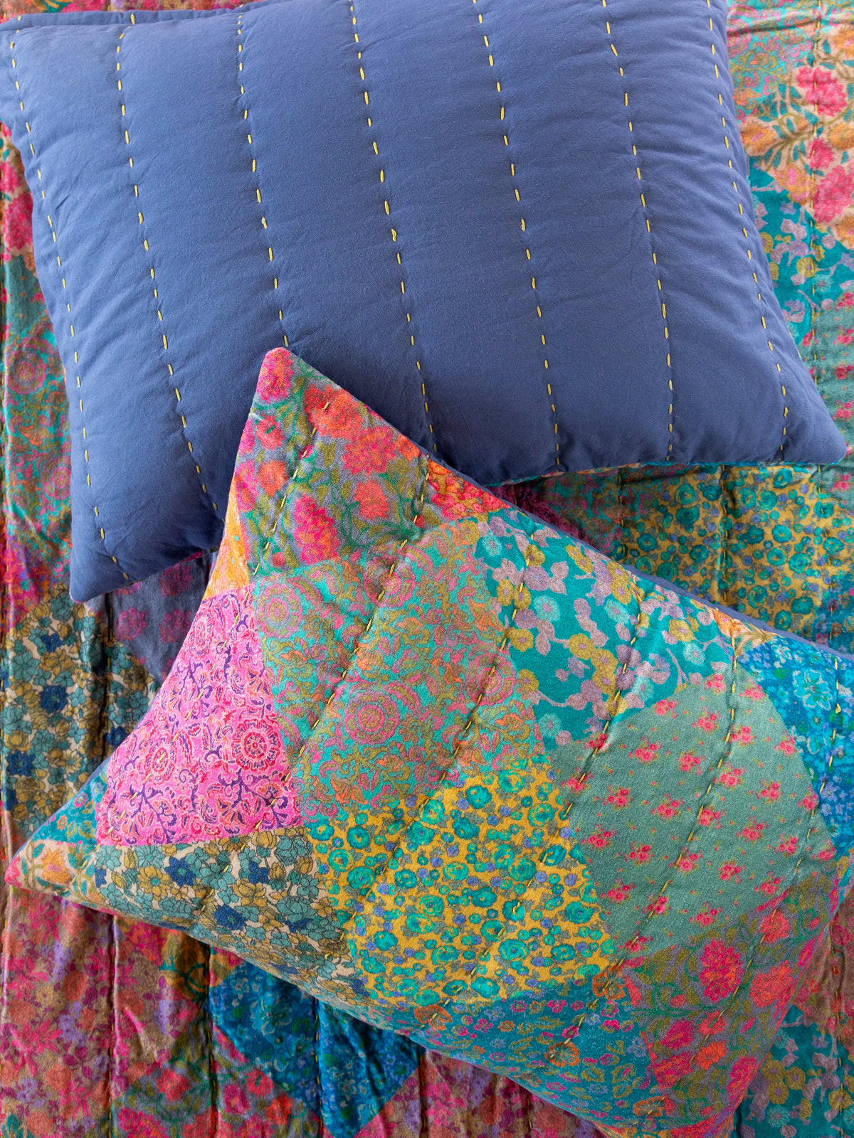 Velvet Shams, Set of 2 - Prism Patchwork