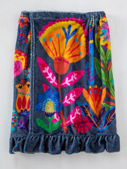 Towel Wrap - Navy Folk Flower