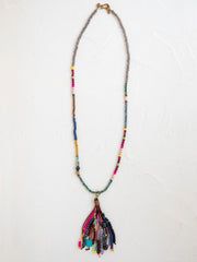 Boho Beaded Tassel Necklace - Rainbow