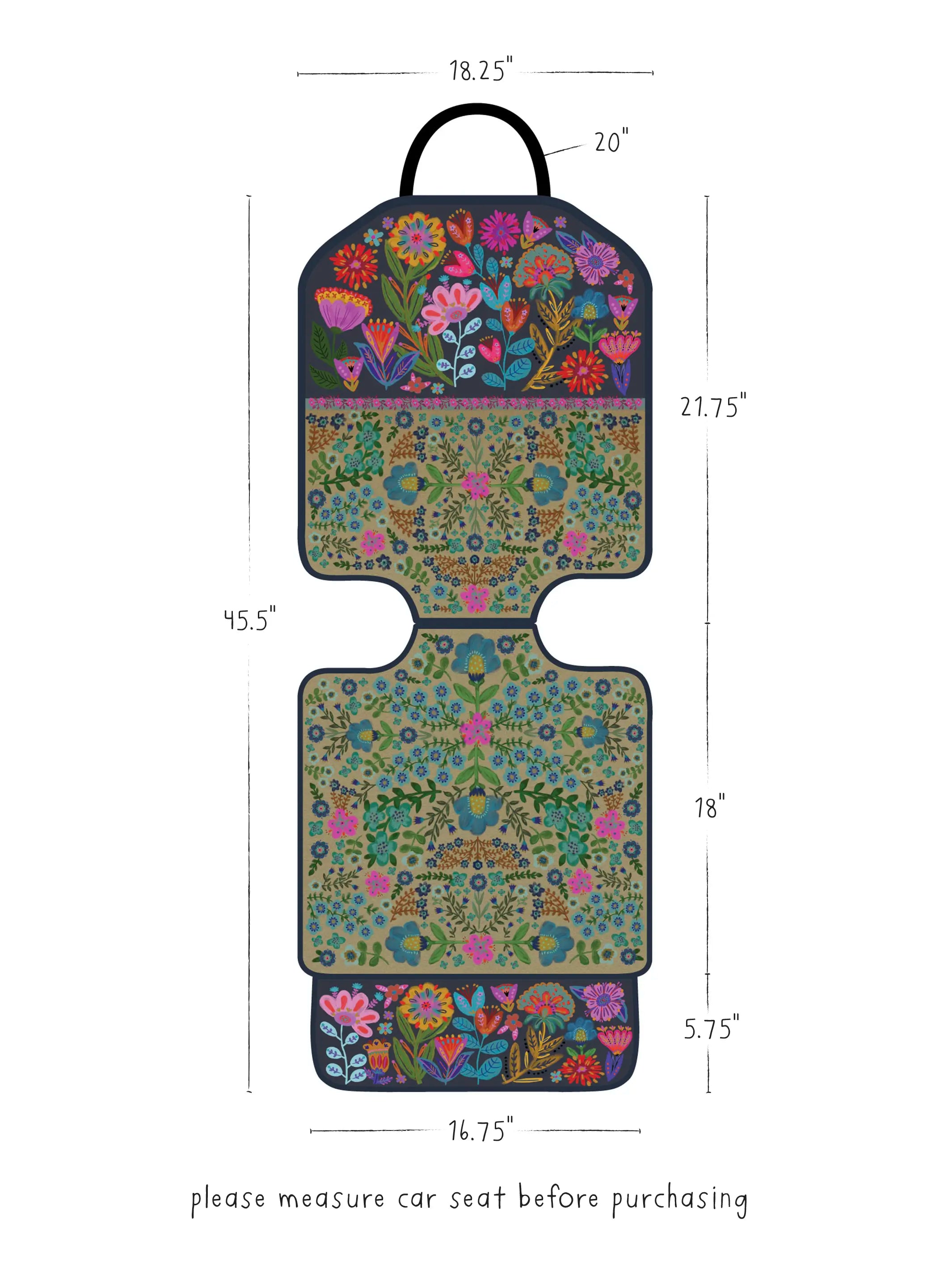 Car Seat Protector - Teal Navy Floral