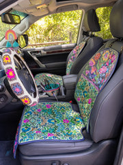 Car Seat Protector - Teal Navy Floral
