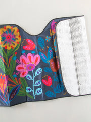 Car Sun Shade - Navy Folk Flower