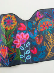 Car Sun Shade - Navy Folk Flower
