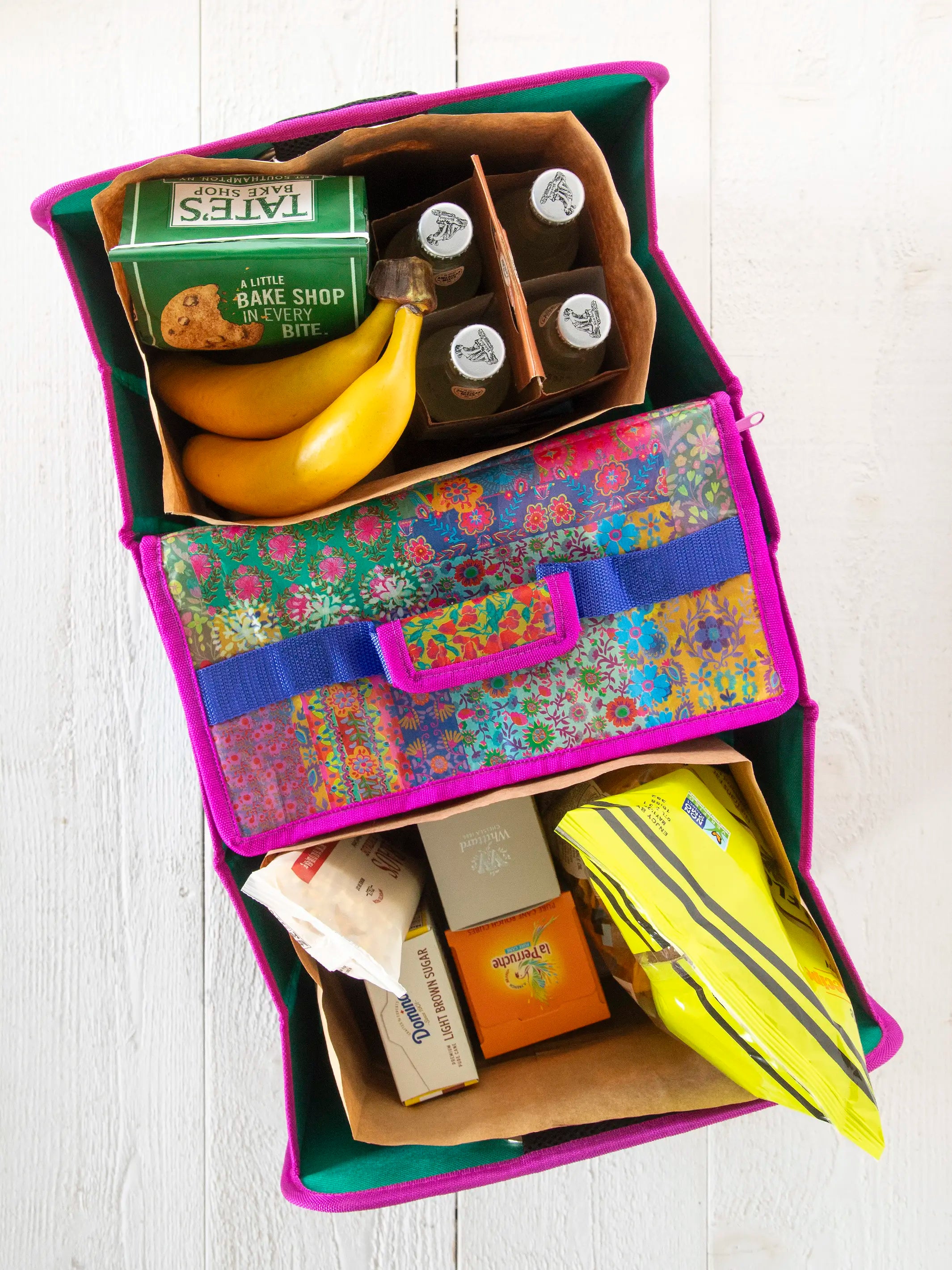 Car Trunk Organizer - Navy Folk Flower