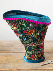 Car Cup Holder Organizer - Green Painterly Vines Velvet