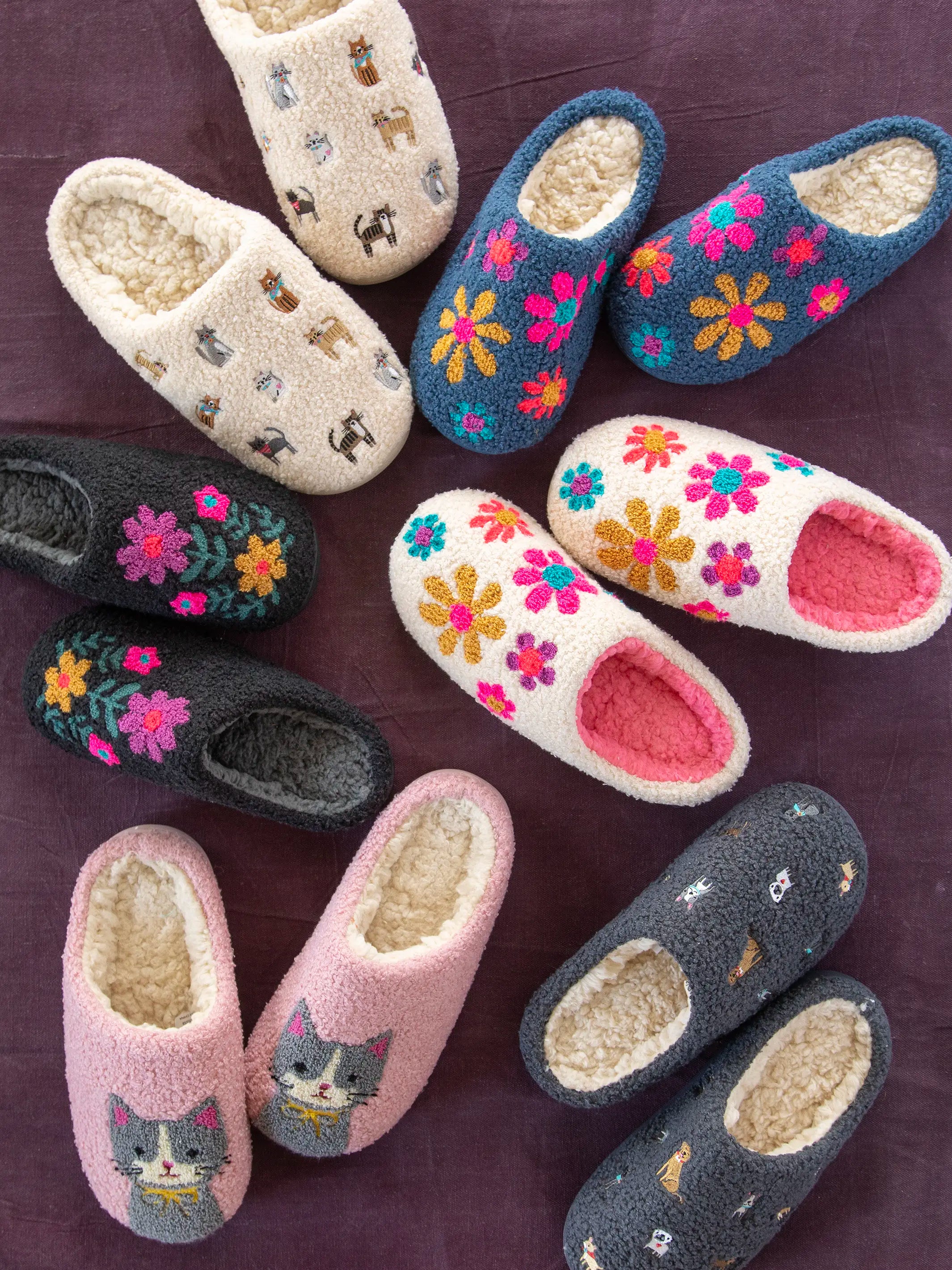 Icon Sherpa Slippers - Blue Daisy